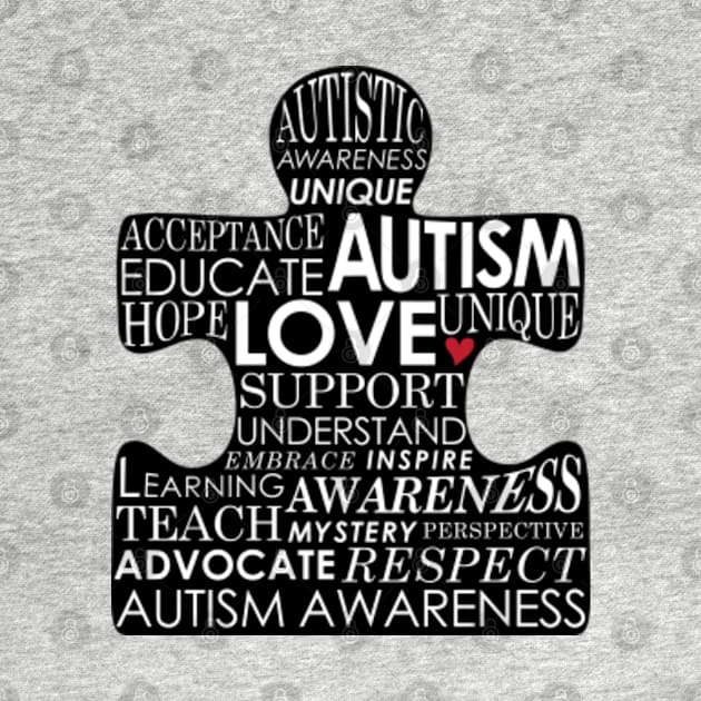 Autism Awareness Puzzle Piece Typography by GraphicLoveShop